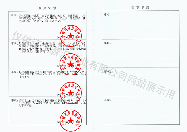藥品經(jīng)營許可證變更記錄
